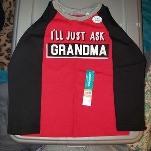 Garanimals Long Sleeved Red & Black "I'll Just Ask Grandma" TShirt boys 4T, BNWT